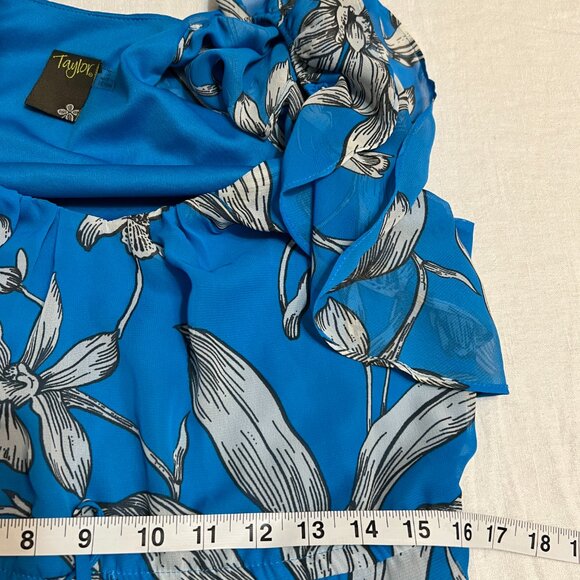 Taylor Small Blue Floral Ruffle Maxi Dress Tiered Boho Spring Summer Lined - Picture 8 of 10